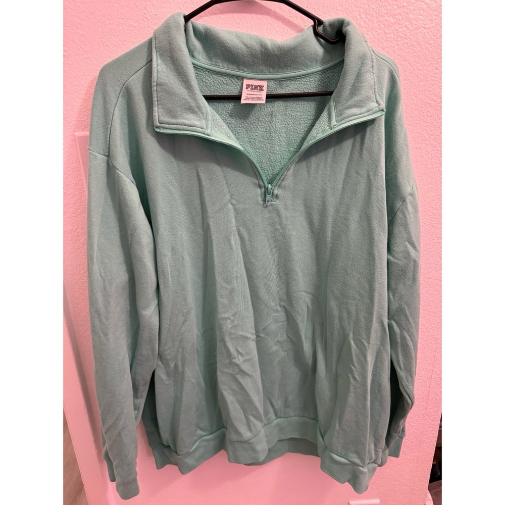 PINK collared half zip sweater